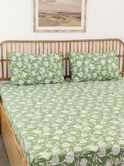 Bed Set - Genda Phool (Dohar + Bedsheet) Green