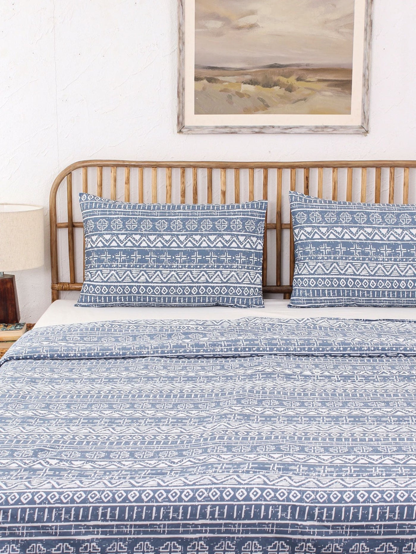 Bed Set - Kullu Patti (Dohar + Bedsheet) Blue