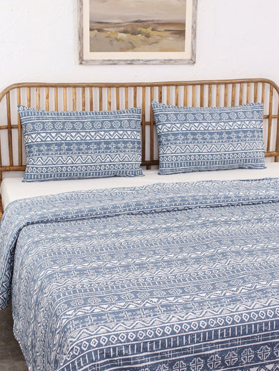 Bed Set - Kullu Patti (Dohar + Bedsheet) Blue