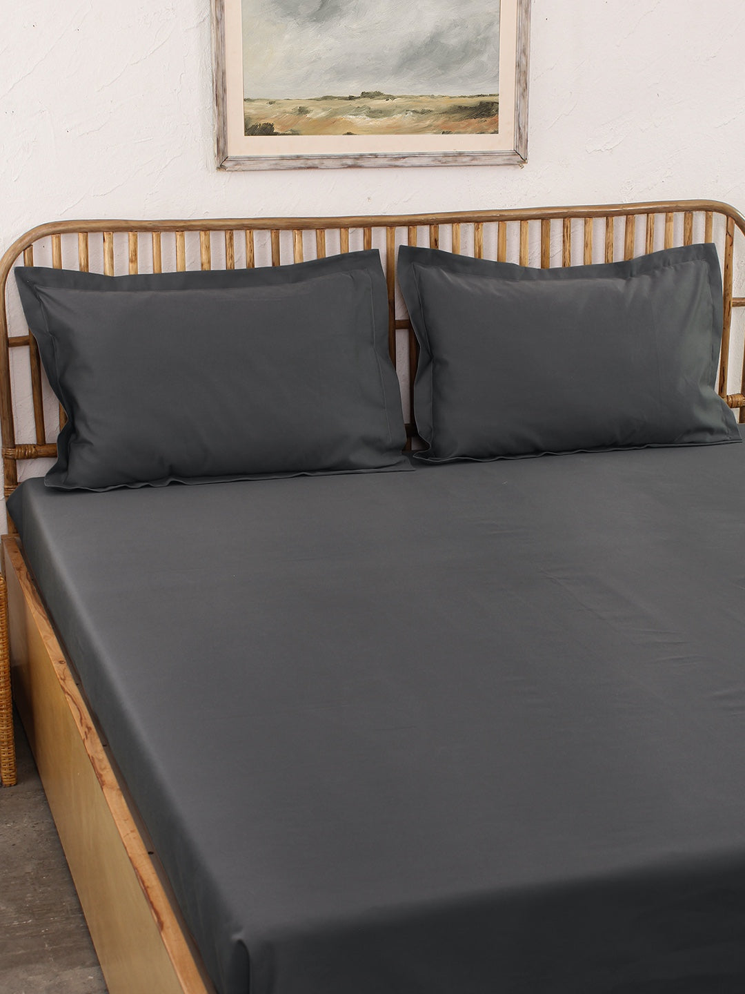 Pepper Grey Bedsheet with Pillow Cover