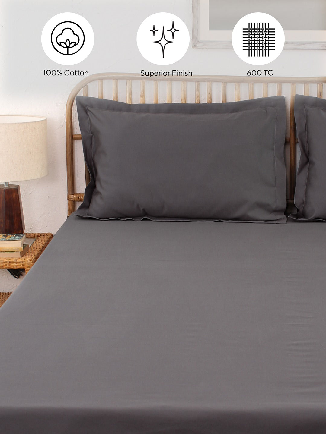 Pepper Grey Bedsheet with Pillow Cover