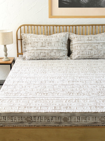 Sanchi Grey Bedsheet with Pillow Cover