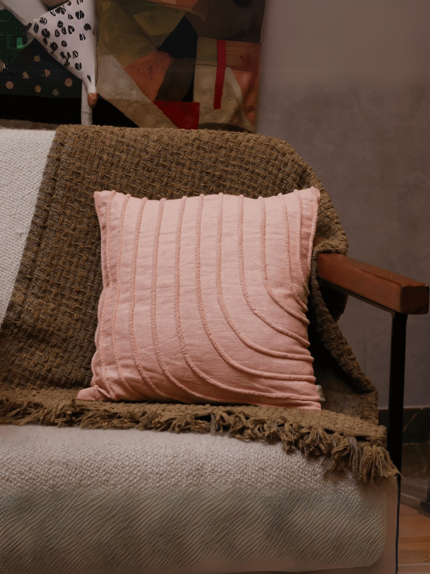 Blush Wave Tufted Cushion Cover- Set of 5