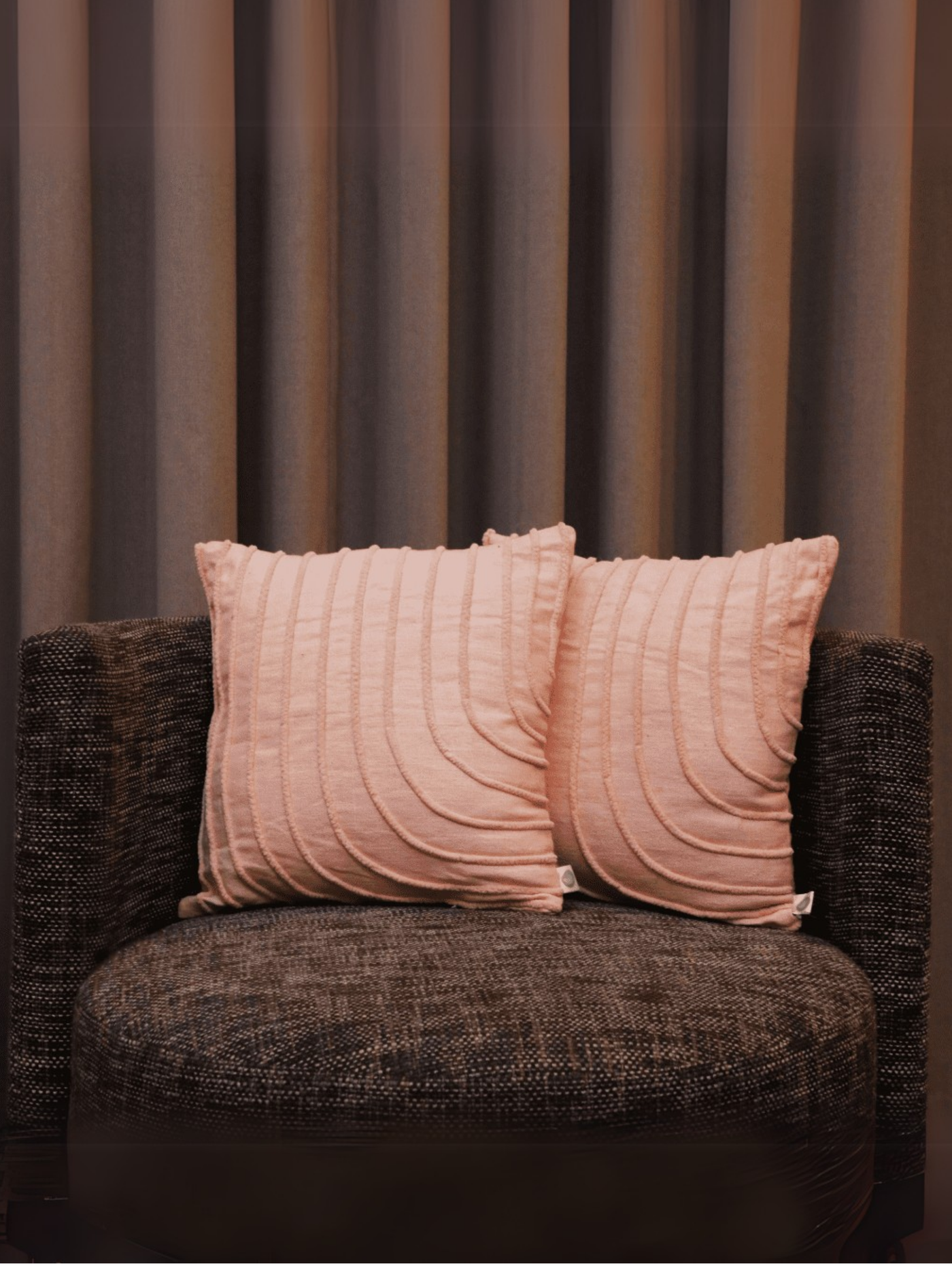 Blush Wave Tufted Cushion Cover