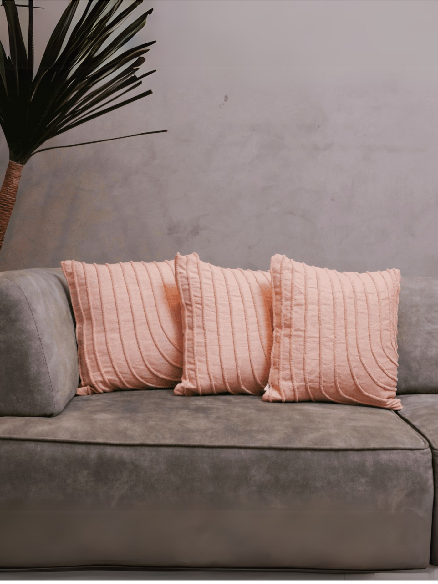 Blush Wave Tufted Cushion Cover