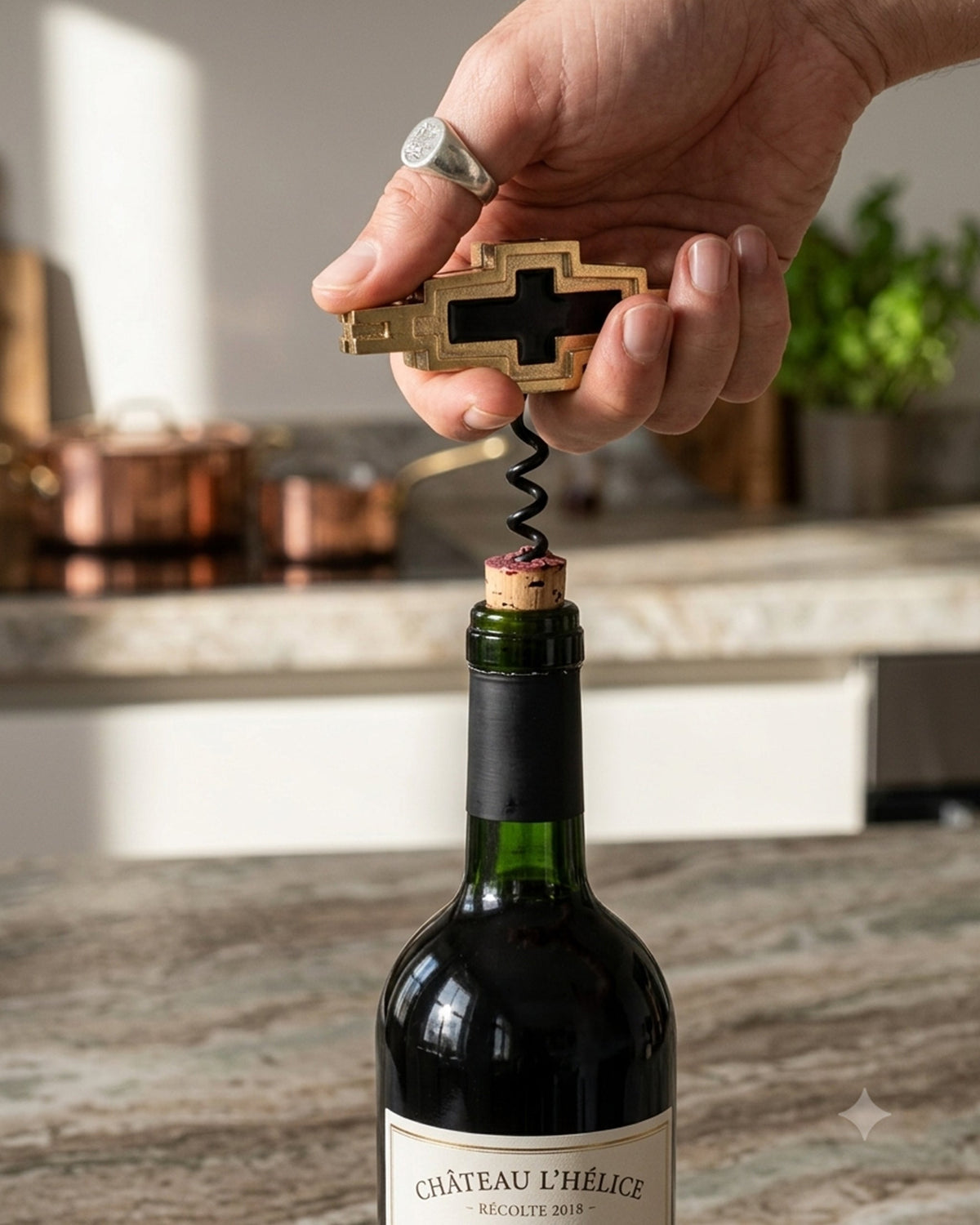 Baori Corkscrew - Handcrafted Brass Wine Bottle Opener - Product Image 