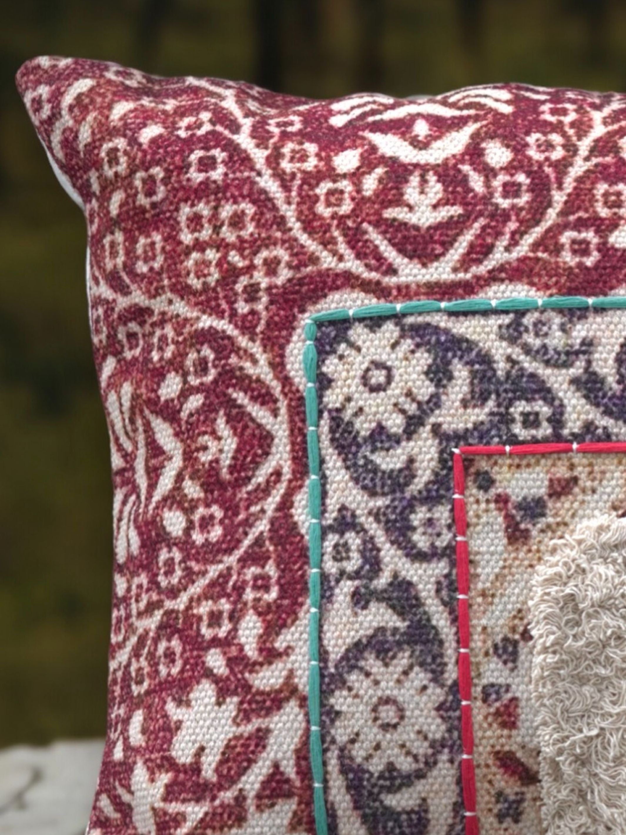 Embroidered Cotton Cushion Cover - Berh