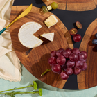 Lazy Susan Platter – Acacia Wood with Aqua Gray Resin Finish