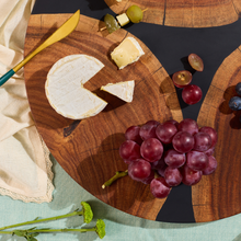 Lazy Susan Platter – Acacia Wood with Aqua Gray Resin Finish