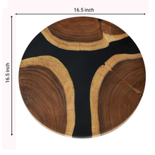 Lazy Susan Platter – Acacia Wood with Aqua Gray Resin Finish