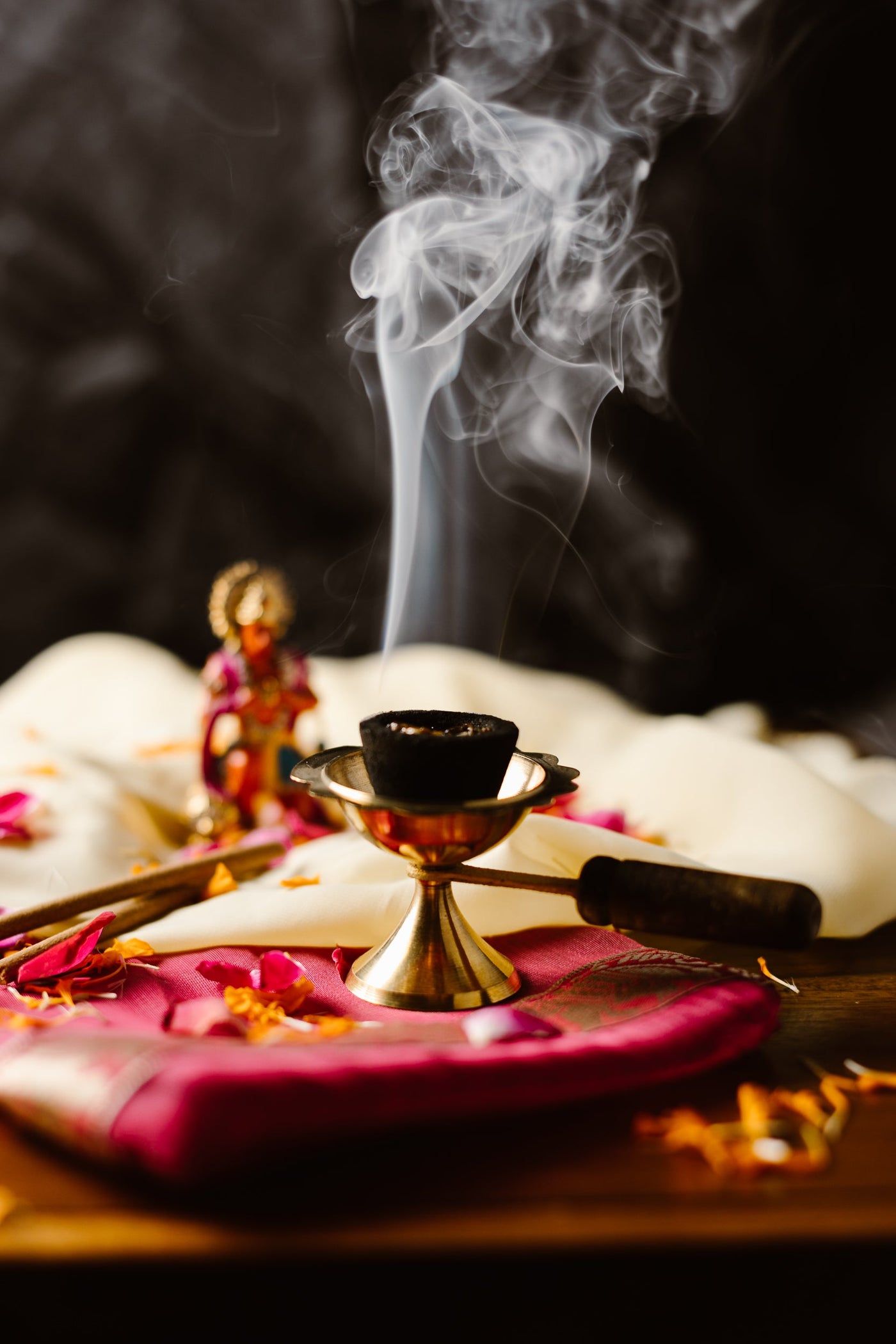 Brass Dhoop Dani with Wooden Handle