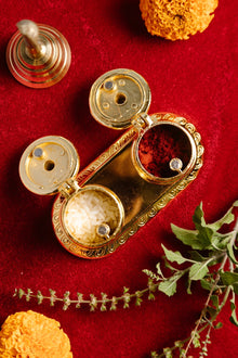 Brass Kumkum and Chawal Holder