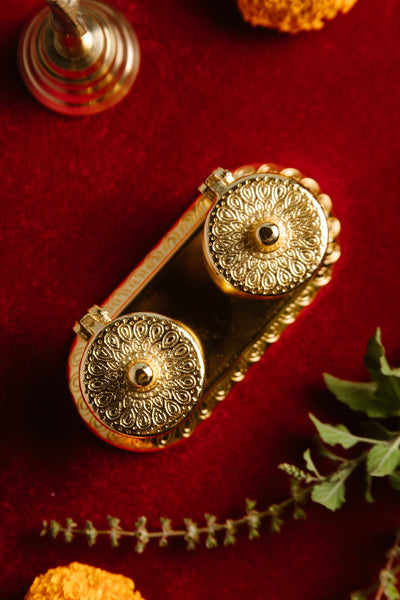 Brass Kumkum and Chawal Holder