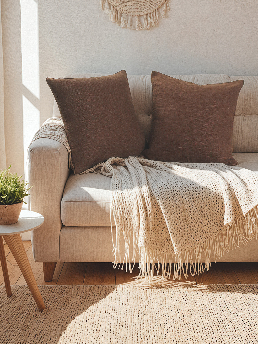 Amodini Set of 2 Cushion Covers (40x40cm) - Brown