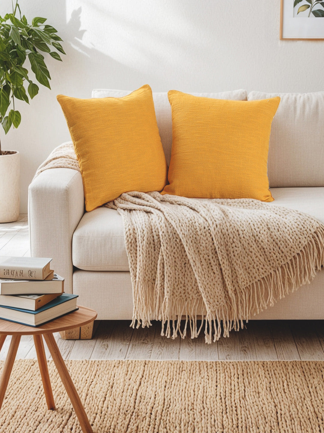 Amodini Set of 2 Cushion Covers (45x45cm) - Yellow