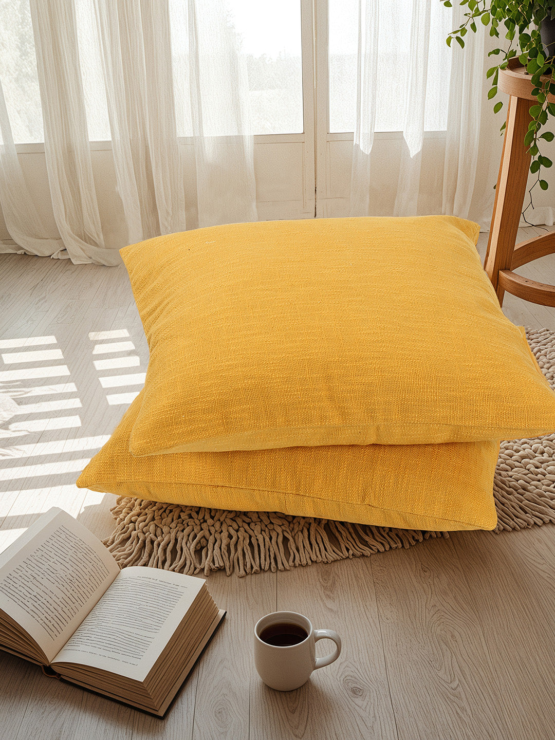 Amodini Set of 2 Cushion Covers (60x60cm) - Yellow