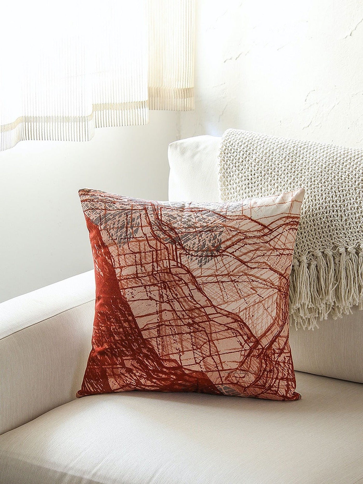 Arizona Sketchy Cotton 2 Cushion Covers-Red-8903773001026