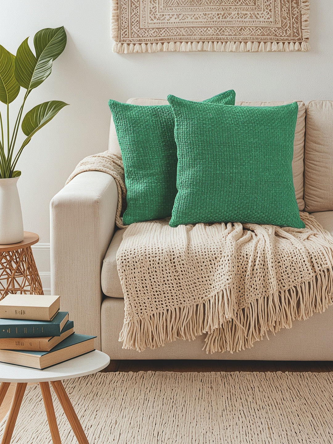 Aravalli Set of 2 Cushion Covers (Green) - 45x45cm