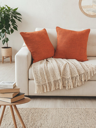 Aravalli Set of 2 Cushion Covers (Rust) - 40x40cm