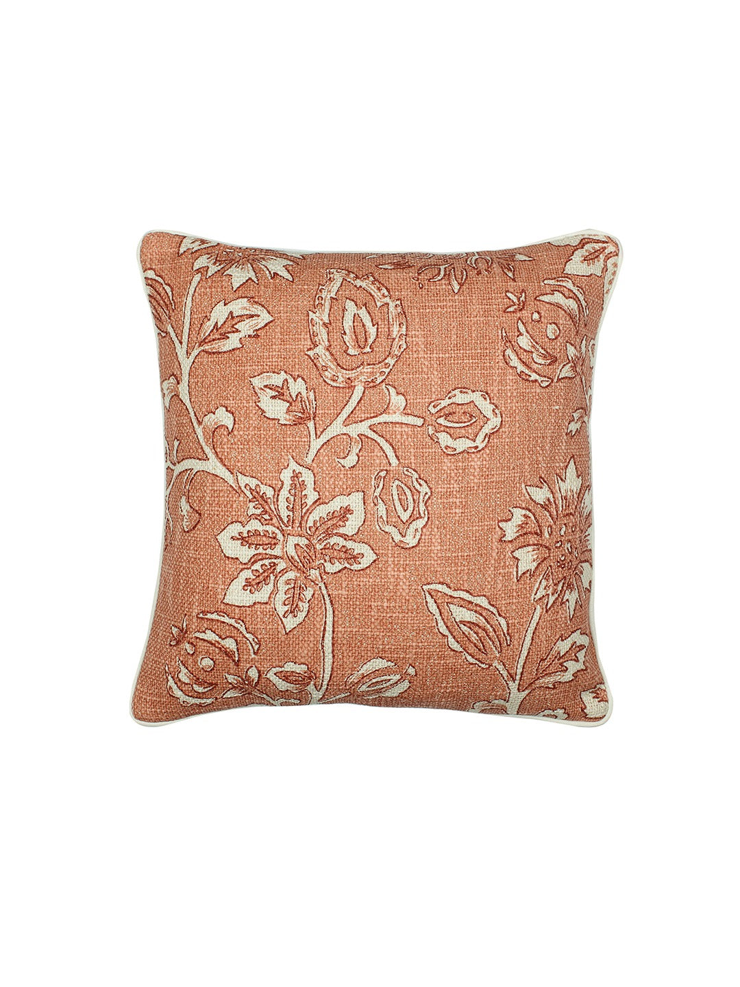 Blooming Florals Set Of 2 Cushion Covers - (Rust) - 40x40cm