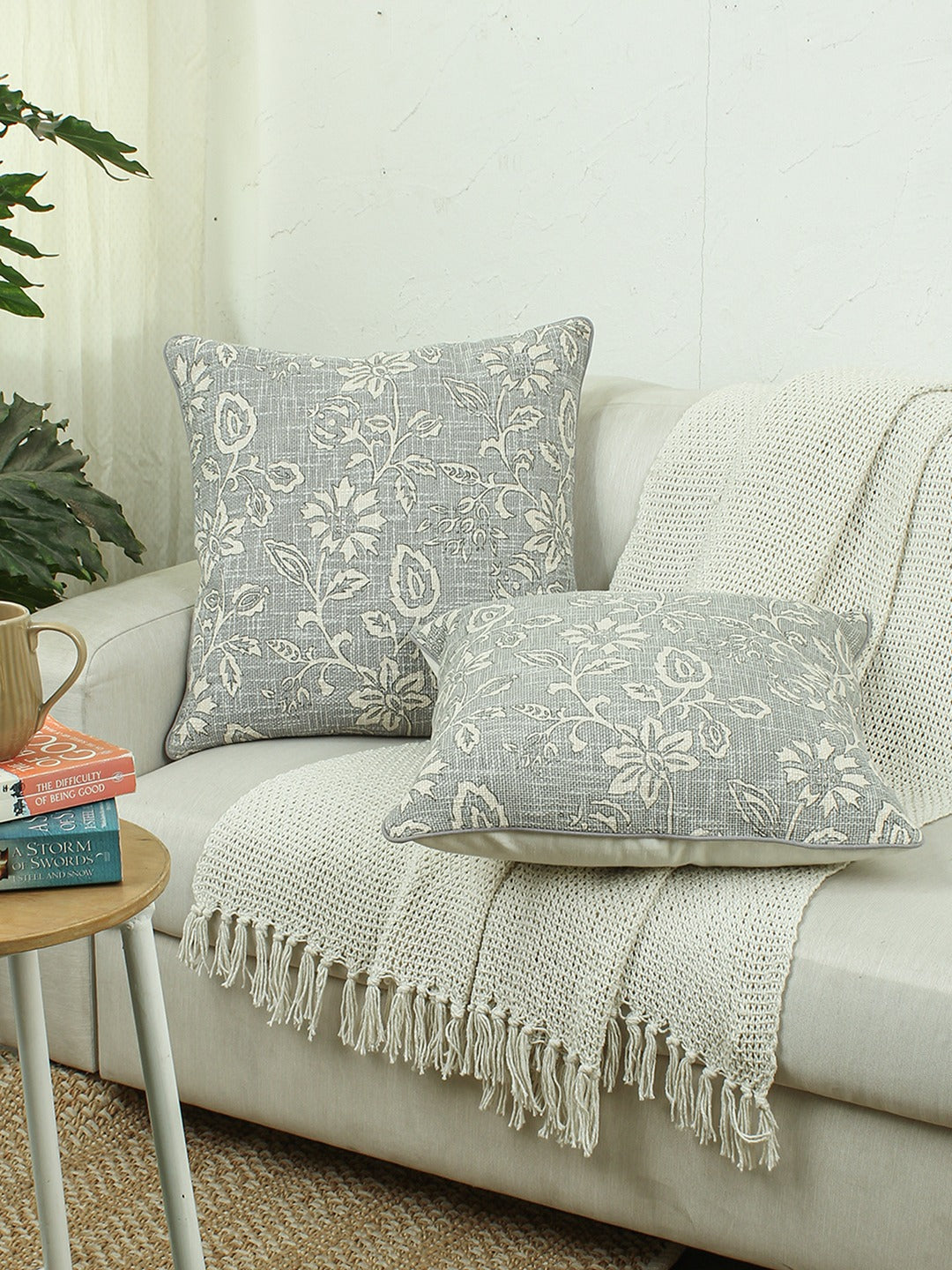 Botanical Garden Set Of 2 Cushion Covers - (Grey) - 50x50cm