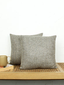 Chevron Set Of 2 Cushion Covers - (Black) - 40x40cm