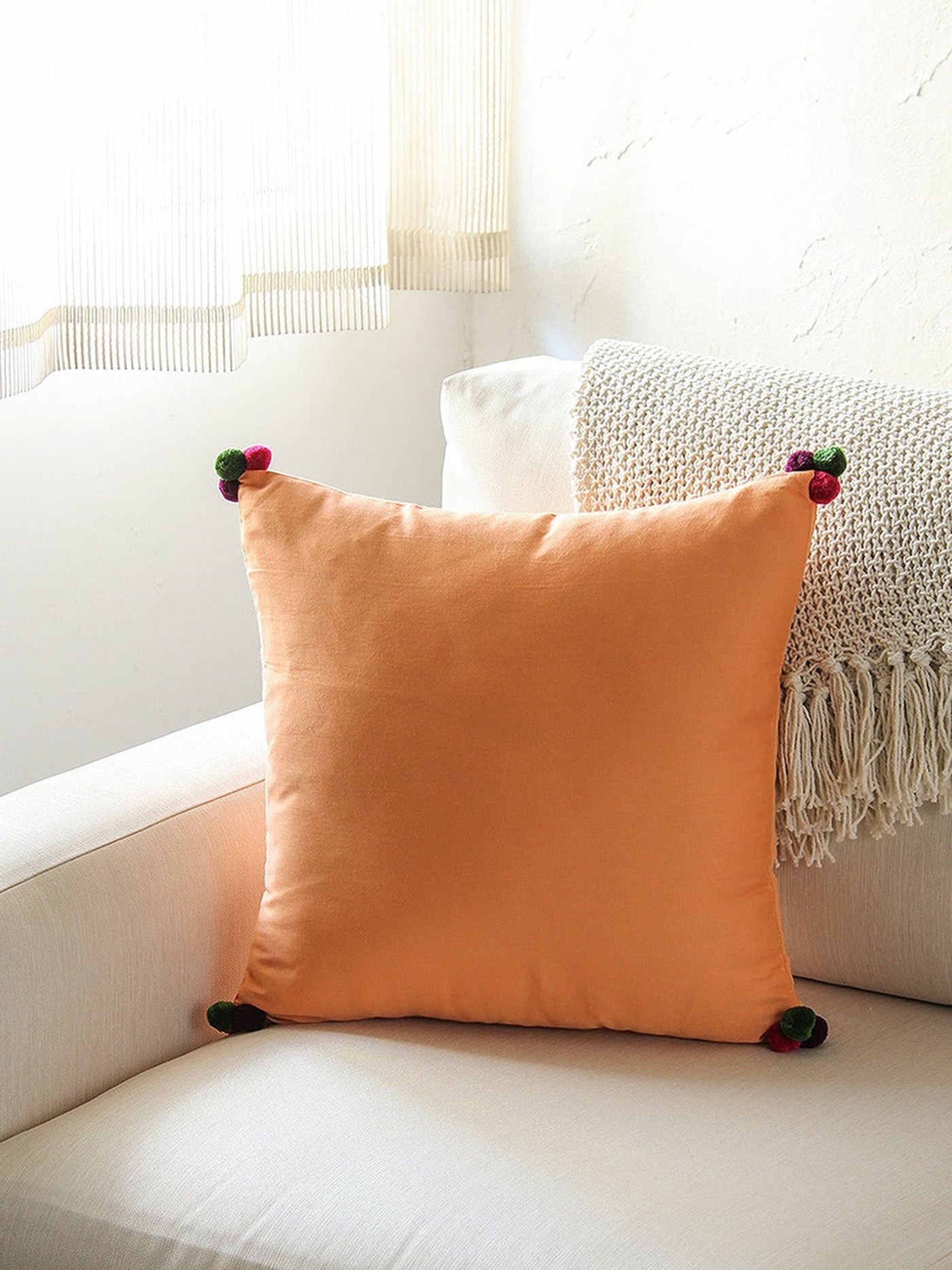 Cushion Cover - Coral Orange Cotton Satin 2 s-Orange-8903773001057