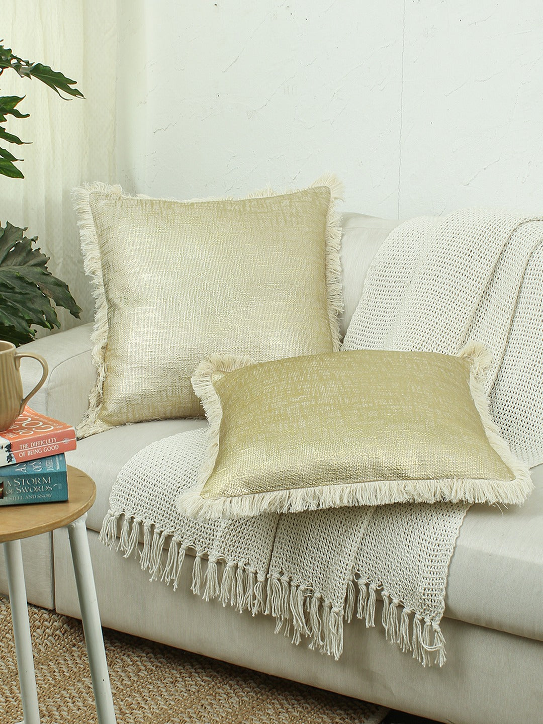 Classic Texture Set Of 2 Cushion Covers - (Gold) - 50x50cm