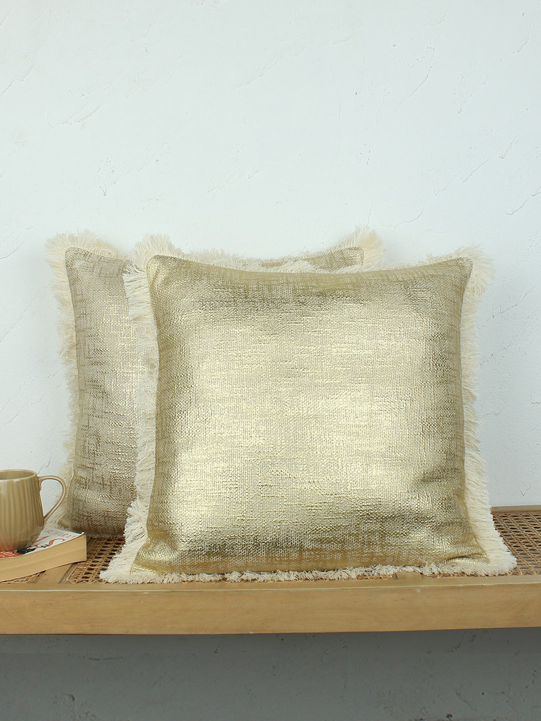 Classic Texture Set Of 2 Cushion Covers - (Gold) - 50x50cm