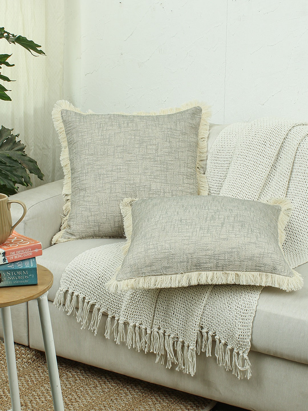 Classic Texture Set Of 2 Cushion Covers - (Grey) - 50x50cm