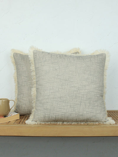 Classic Texture Set Of 2 Cushion Covers - (Grey) - 50x50cm