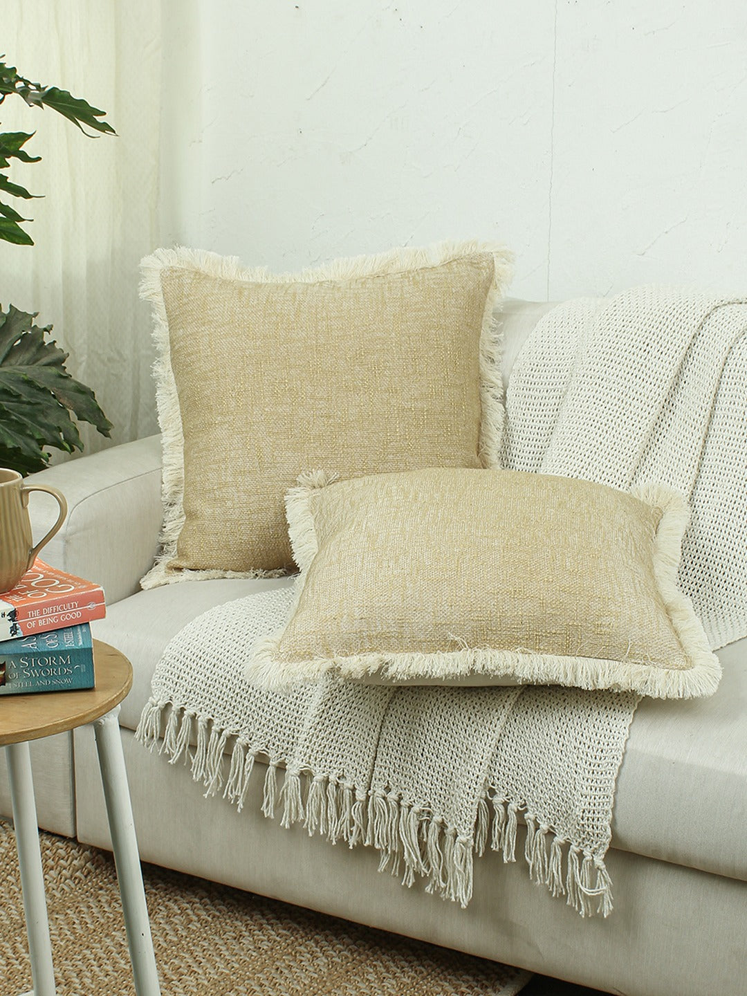 Classic Texture Set Of 2 Cushion Covers - (Yellow) - 50x50cm