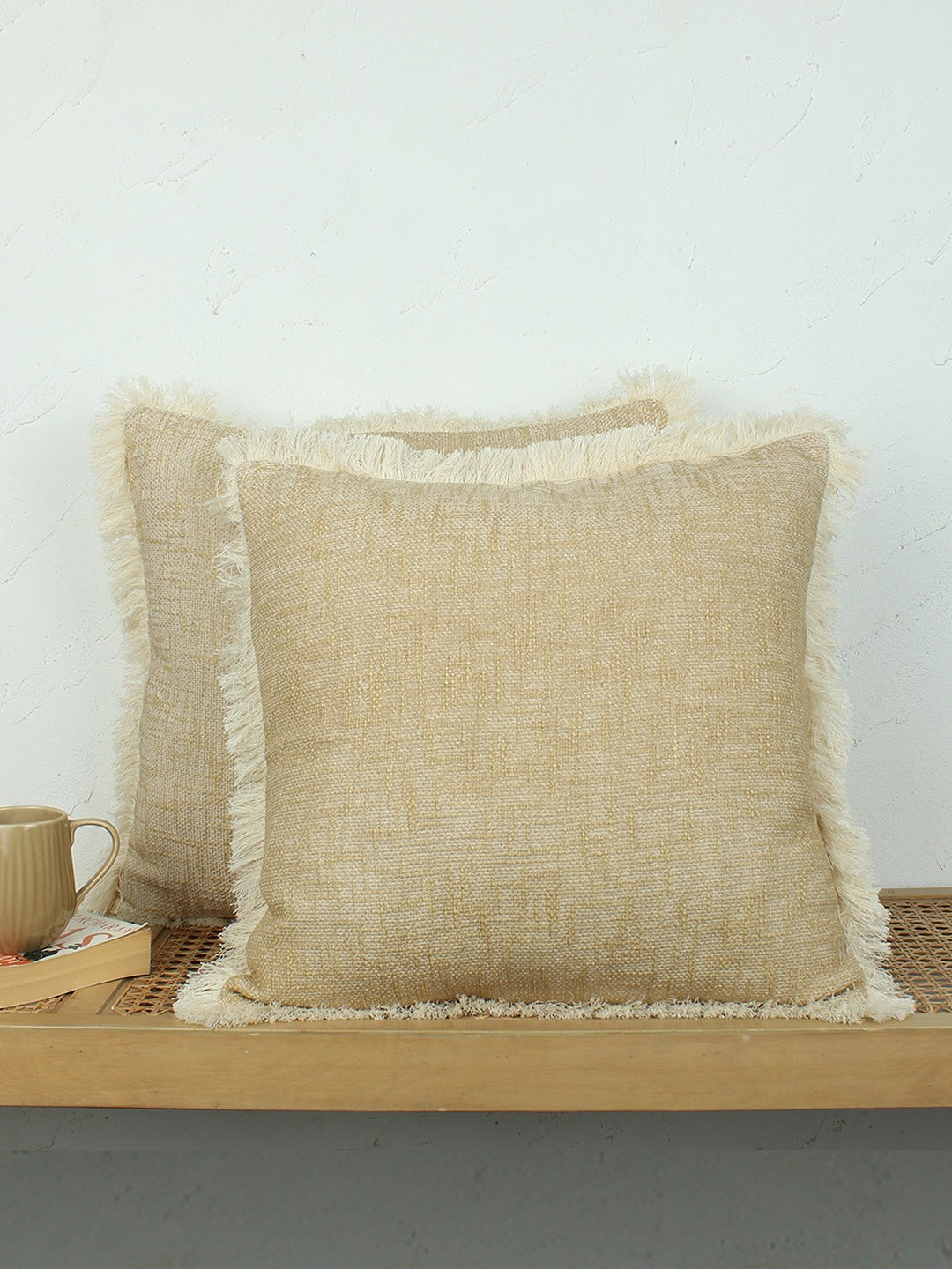 Classic Texture Set Of 2 Cushion Covers - (Yellow) - 50x50cm