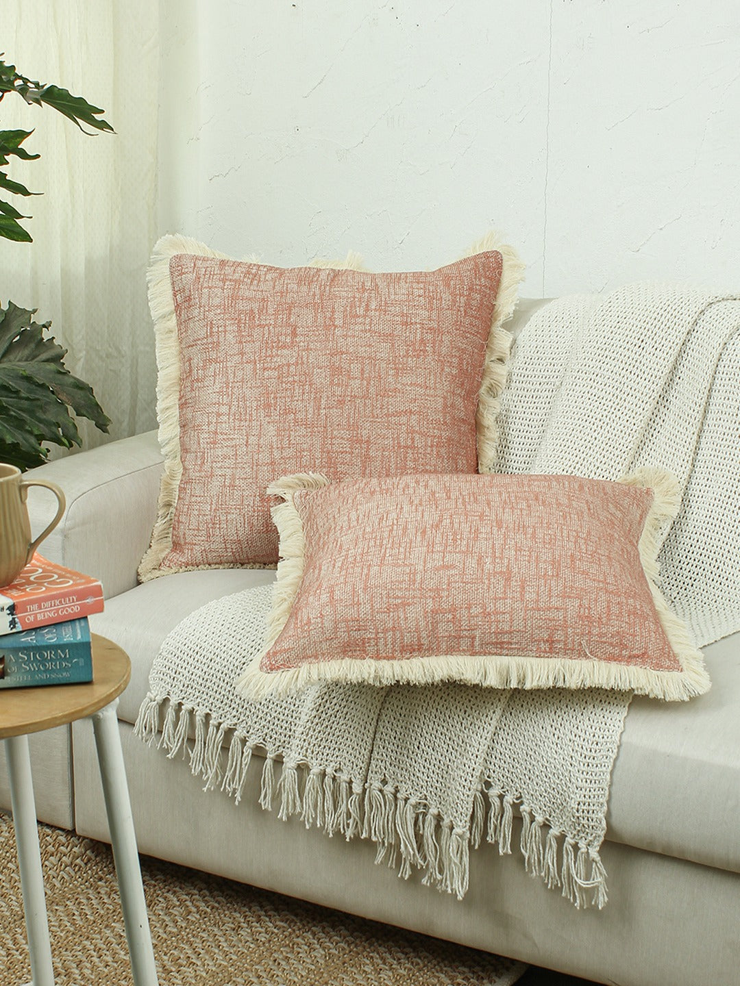 Classic Texture Set Of 2 Cushion Covers - (Rust) - 50x50cm