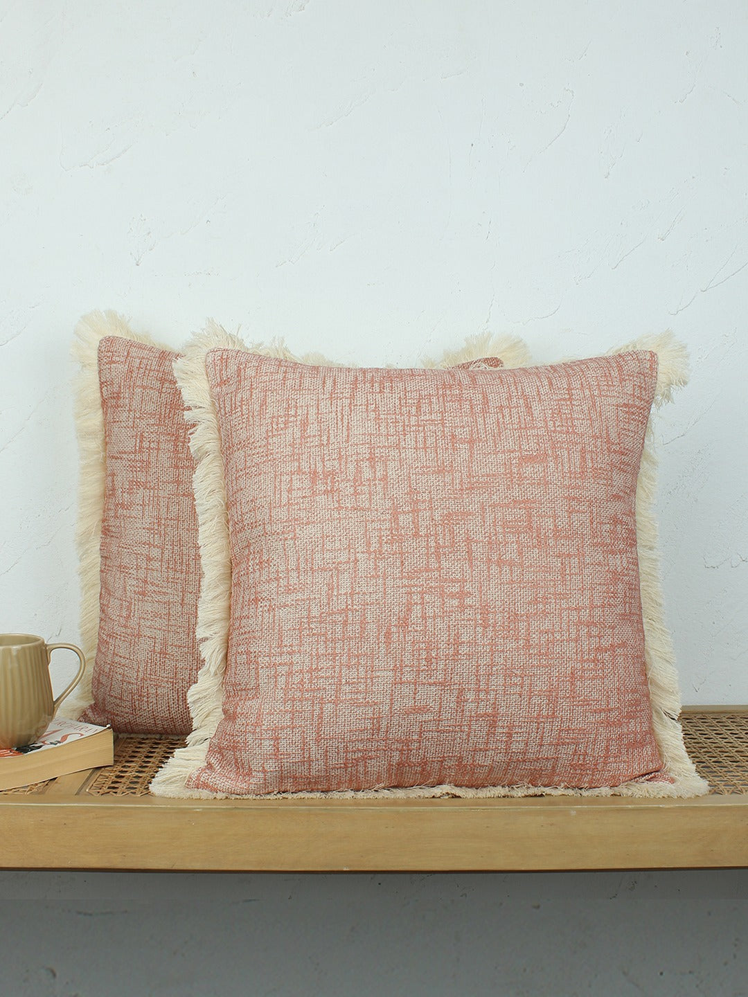 Classic Texture Set Of 2 Cushion Covers - (Rust) - 50x50cm