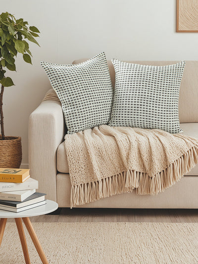 Girnar Set of 2 Cushion Covers (Grey) - 40x40cm