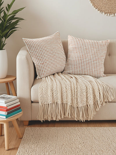 Girnar Set of 2 Cushion Covers (Rust) - 40x40cm