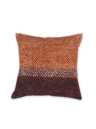 The Herringbone Block Cushion Cover - Brown