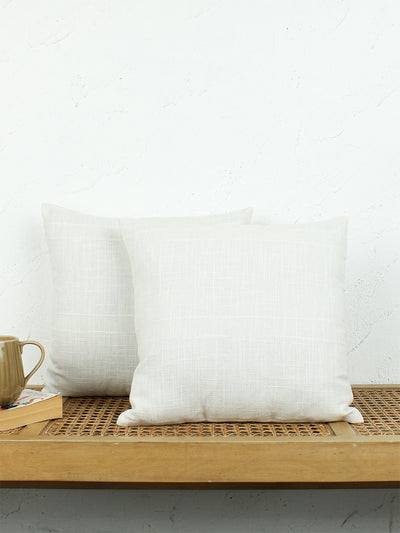 Herringbone Set Of 2 Cushion Covers - (Beige) - 40x40cm