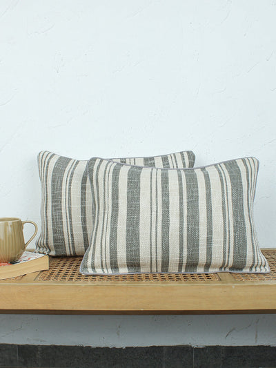 Minimal Stripes Set Of 2 Cushion Covers - (Grey) - 36x50cm