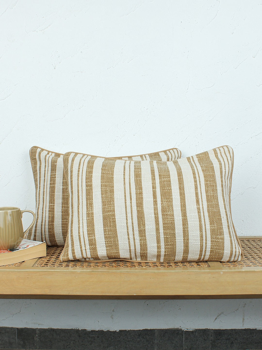 Minimal Stripes Set Of 2 Cushion Covers - (Yellow) - 36x50cm