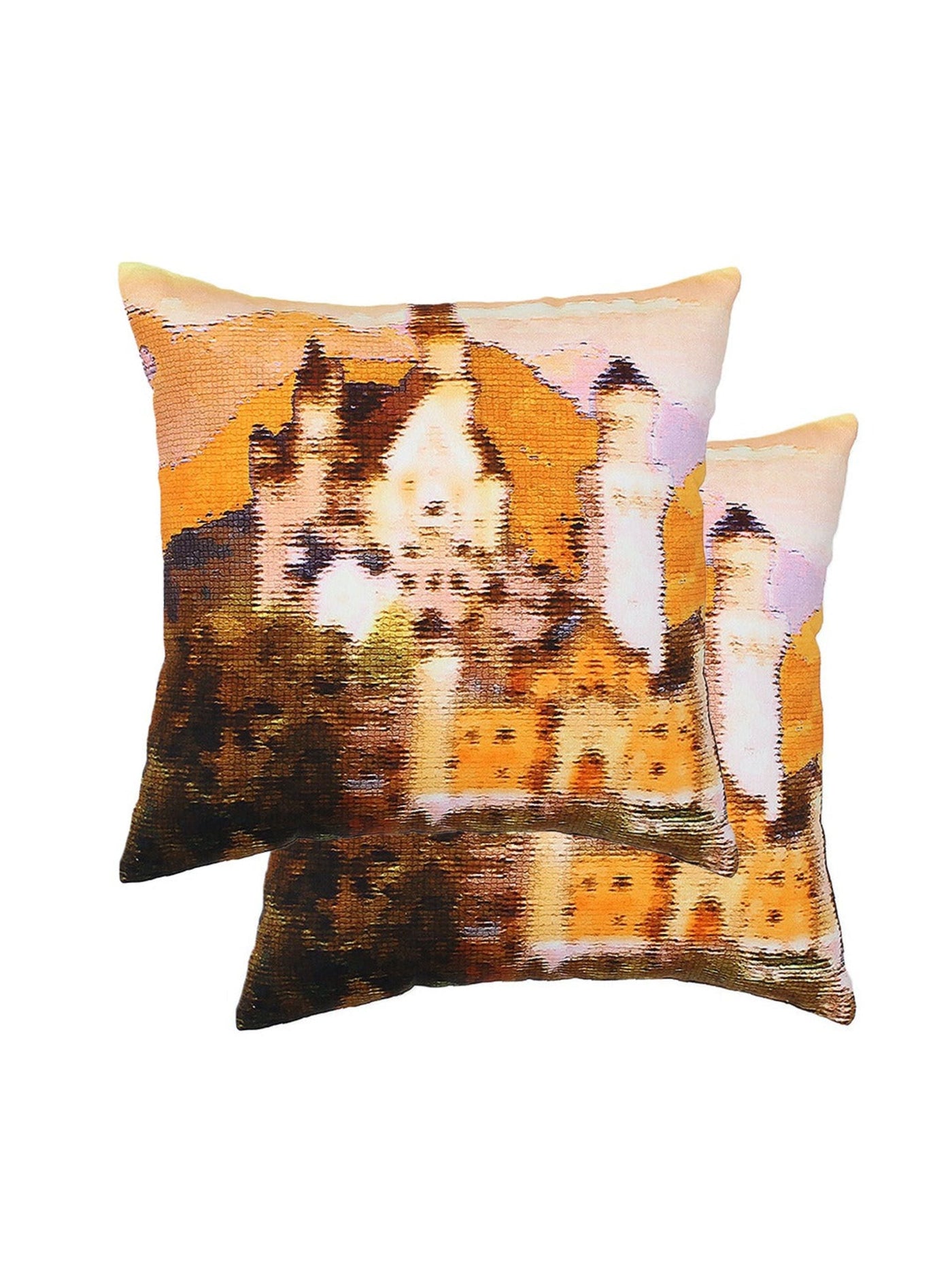 Cushion Cover - Neuschwanstein Castle Cotton 2 s-Pink-8903773001170