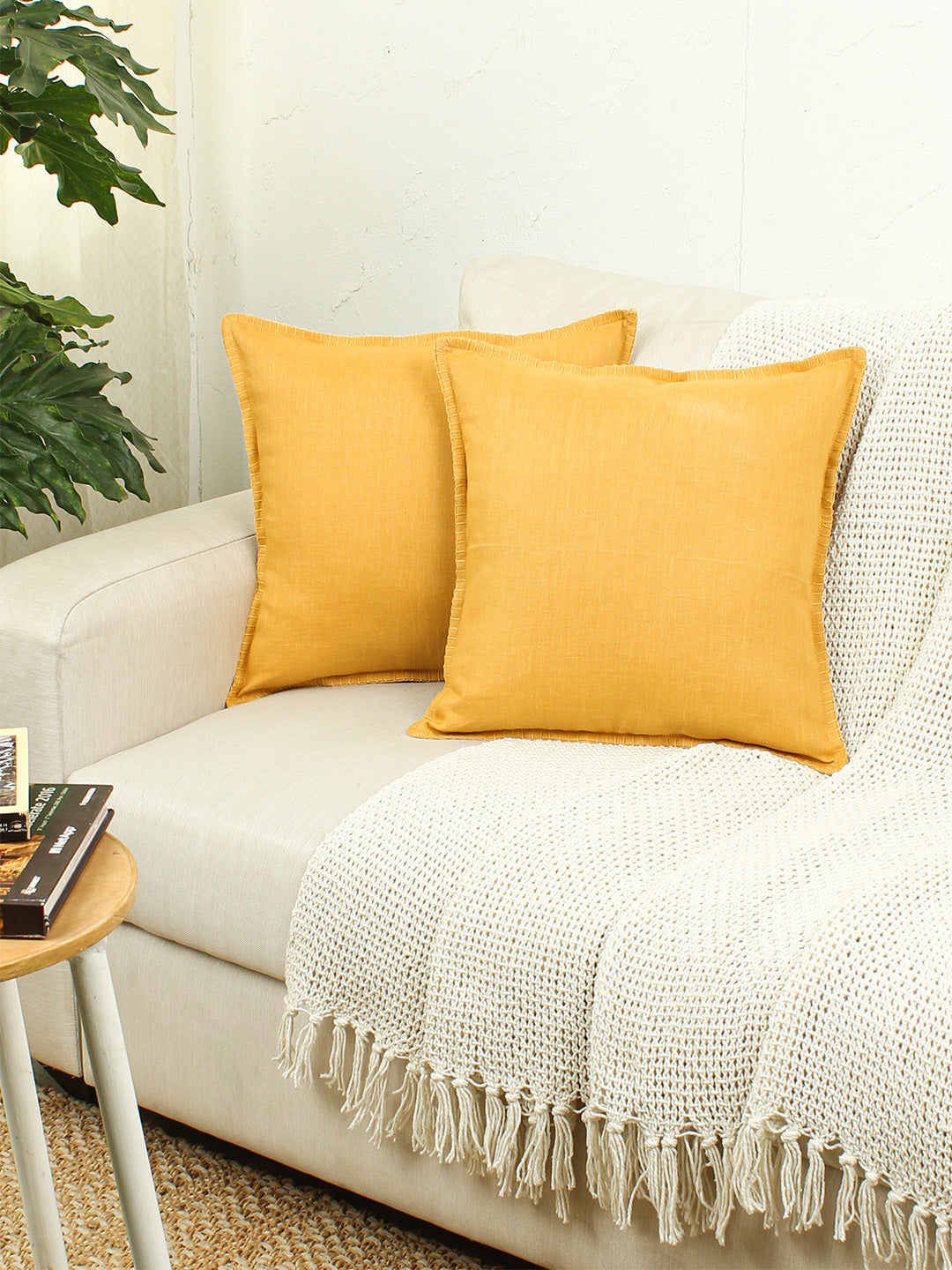 Noor Set Of 2 Cushion Covers - (Yellow) - 40x40cm