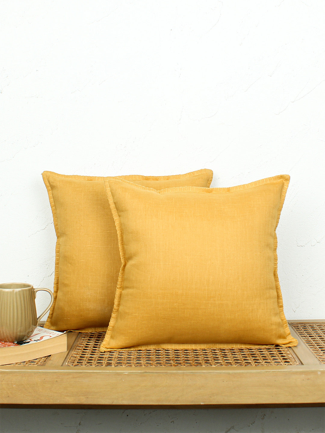 Noor Set Of 2 Cushion Covers - (Yellow) - 40x40cm