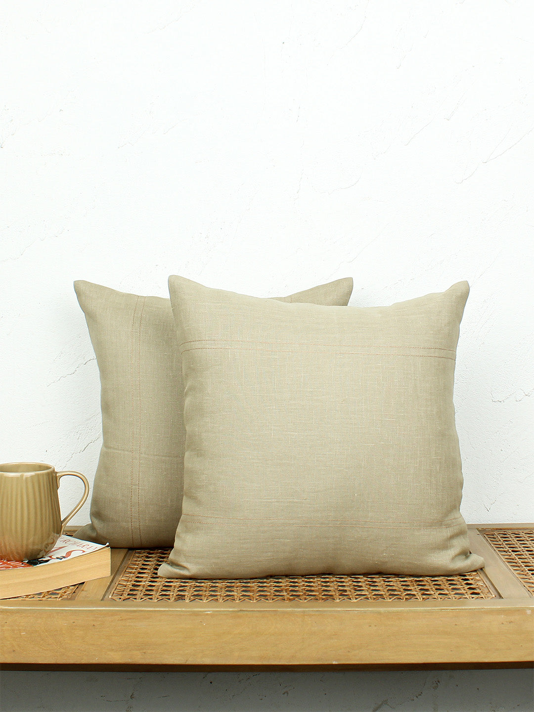 Saanjh Set Of 2 Cushion Covers - (Beige) - 40x40cm