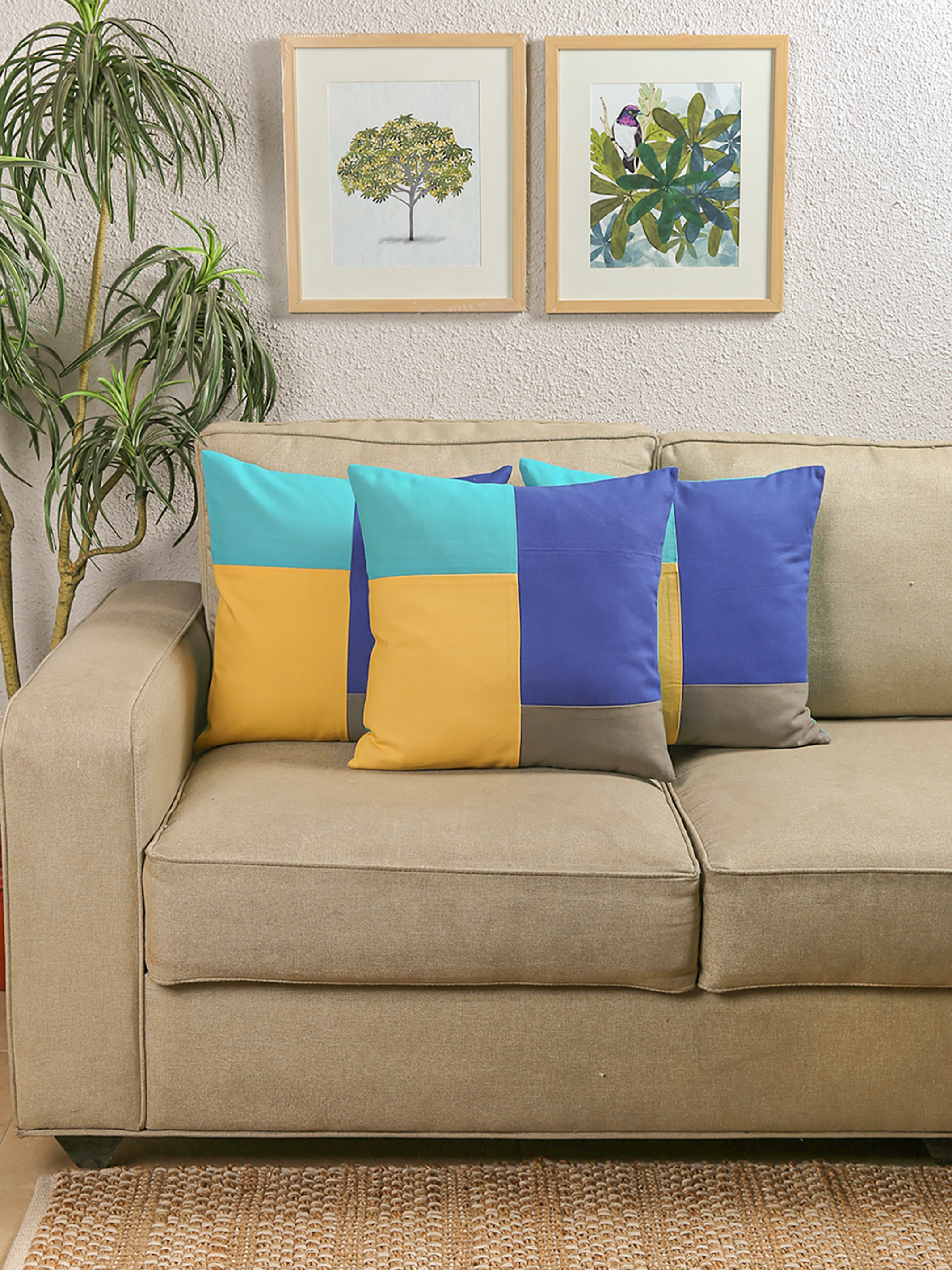 Cushion Cover - The Jumbled Brick (Blue)