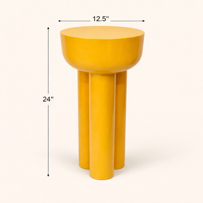 Auric Halo Sunburst Yellow Iron Pedestal Table – Modern Round Side Table