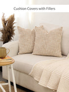 Girnar Set Of 2 Cushion Covers + 2 Cushion Fillers (Brown) - 40X40 cm