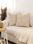 Girnar Set Of 2 Cushion Covers + 2 Cushion Fillers (Brown) - 40X40 cm
