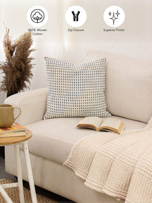 Girnar Set Of 2 Cushion Covers + 2 Cushion Fillers (Dark Blue) - 40X40 cm